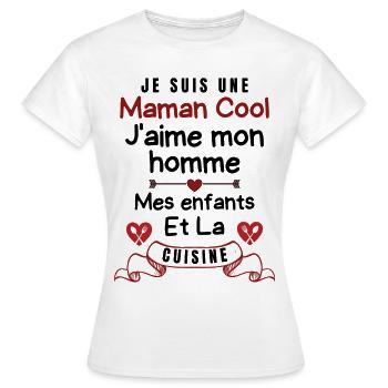 Maman Cool j aime mon homme et mes enfants 2 - T-shirt Femme - blanc - Devant - AI Model Female 172 dark (172cm)