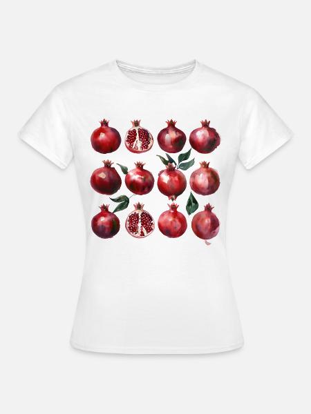 Granatapfel Aquarell Kunst - Frauen T-Shirt - Weiß