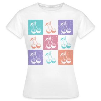 Cerises, couleurs vives de l’été - T-shirt Femme - blanc - Devant - AI Model Female 172 dark (172cm)