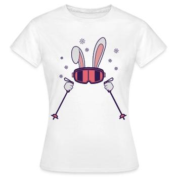 Lapin de ski avec bâtons de ski et lunettes de ski - T-shirt Femme - blanc - Devant - AI Model Female 172 dark (172cm)