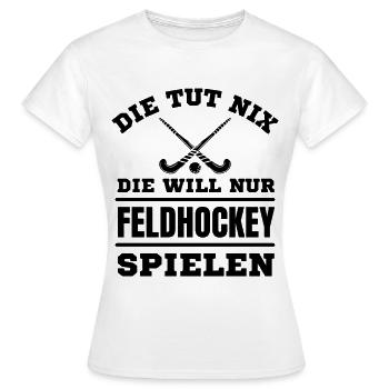 Hockey Hockeyspieler Frauen Feldhockey - Frauen T-Shirt - Weiß - Vorne - AI Model Female 172 dark (172cm)