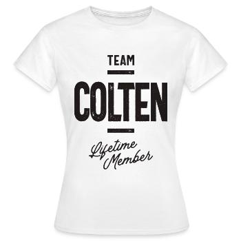 Benutzerdefinierter Colten-Name - Frauen T-Shirt - Weiß - Vorne - AI Model Female 172 dark (172cm)