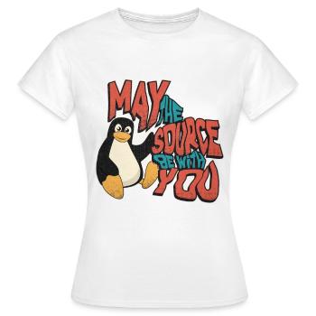 May the source be with you tux Admin lustig - Frauen T-Shirt - Weiß - Vorne - AI Model Female 172 dark (172cm)