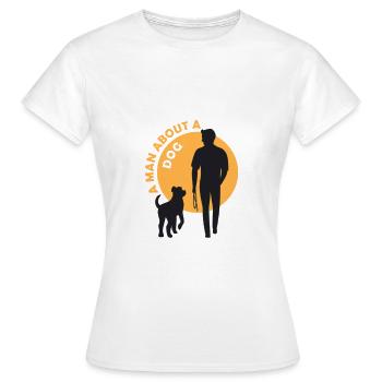 Dog and man - Women's T-Shirt - white - Front - AI Model Female 172 dark (172cm)