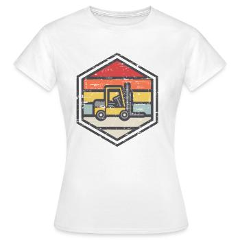Retro Badge Forklift - Women's T-Shirt - white - Front - AI Model Female 172 dark (172cm)