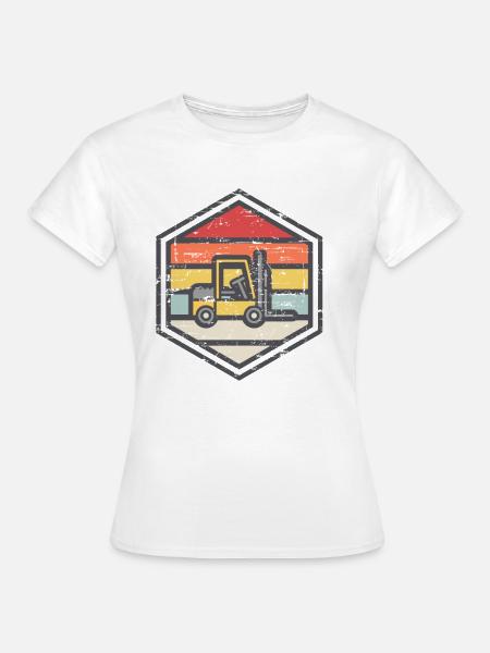 Retro Abzeichen Gabelstapler - Frauen T-Shirt - Weiß