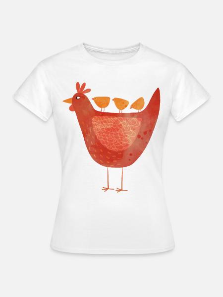 Gallina e pulcini - Maglietta da donna - bianco