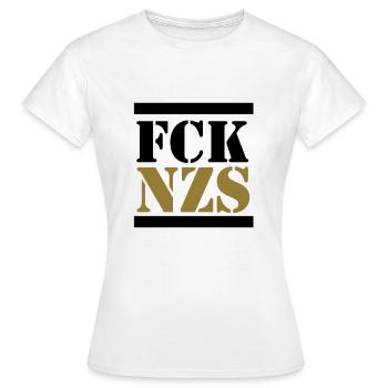 fck nazis gegen rechts anti afd gegen rassismus - Frauen T-Shirt - Weiß - Vorne - AI Model Female 172 dark (172cm)