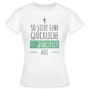 Glückliche Vegetarierin - Frauen T-Shirt - Weiß - Vorne - AI Model Female 172 dark (172cm)