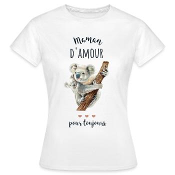 Maman d'amour | Cadeau maman, fête des mères - T-shirt Femme - blanc - Devant - AI Model Female 172 dark (172cm)