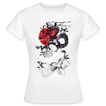 Geisha Art japonais - T-shirt Femme - blanc - Devant - AI Model Female 172 dark (172cm)