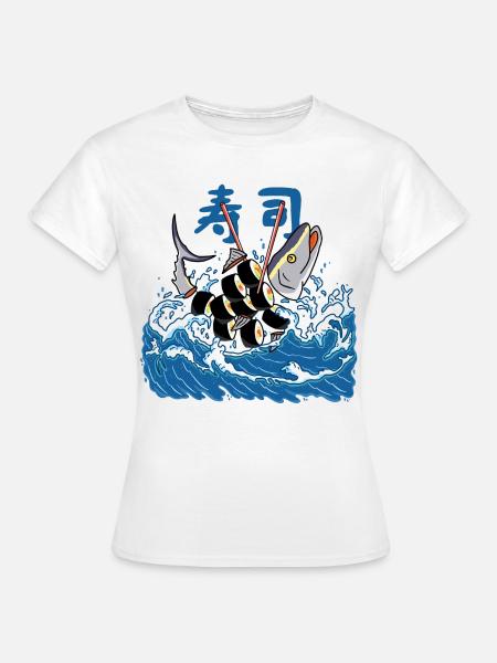 Sushi de thon dans la vague - T-shirt Femme - blanc