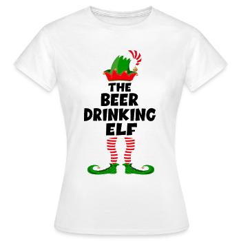 The Beer drinking Elf Beer Elf - Christmas Elf - Women's T-Shirt - white - Front - AI Model Female 172 dark (172cm)