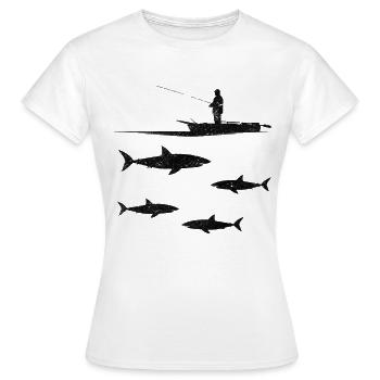 Haifisch Fisherman Sharkfishing Great White Shark - Frauen T-Shirt - Weiß - Vorne - AI Model Female 172 dark (172cm)