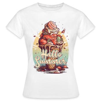 Hello Summer Eis Eiscreme Eisdiele - Frauen T-Shirt - Weiß - Vorne - AI Model Female 172 dark (172cm)
