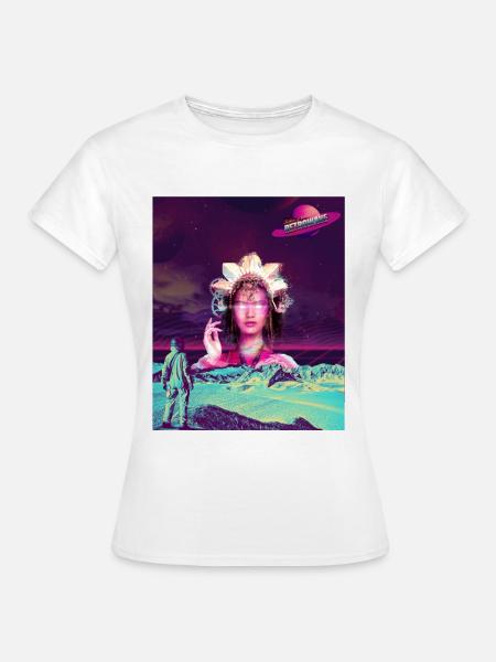 Space Godness in Retrowave - Frauen T-Shirt - Weiß