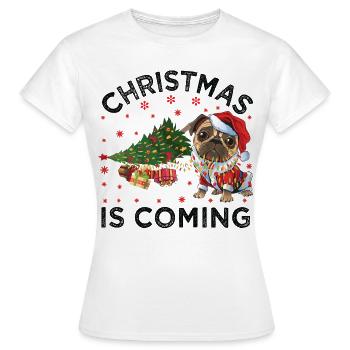 Noël arrive version chien - T-shirt Femme - blanc - Devant - AI Model Female 172 dark (172cm)