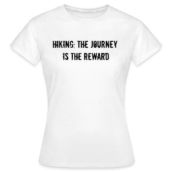 Wandern - Randonnée : le voyage est la récompense - T-shirt Femme - blanc - Devant - AI Model Female 172 dark (172cm)