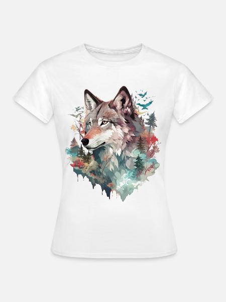 Wolf Wolfskopf Natur Wildnis Abenteuer Wald Kunst - Frauen T-Shirt - Weiß