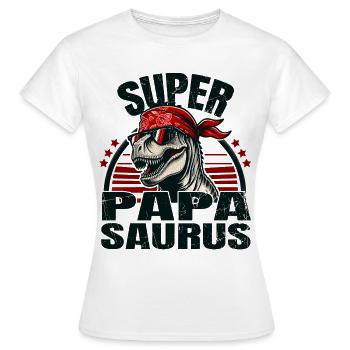 Super Papasaurus T-rex Dino Funny Father Dinosaurs - Frauen T-Shirt - Weiß - Vorne - AI Model Female 172 dark (172cm)