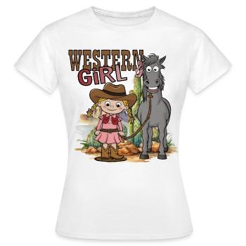 Western Girl Westernreiten Quarter Horse Ranch - Frauen T-Shirt - Weiß - Vorne - AI Model Female 172 dark (172cm)