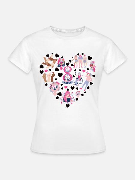 Feminist Herz Weltfrauentag - Frauen T-Shirt - Weiß