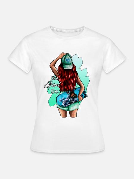 SkateR Girl - rothaarig - Frauen T-Shirt - Weiß