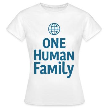 UNE FAMILLE HUMAINE Cohésion du globe - T-shirt Femme - blanc - Devant - AI Model Female 172 dark (172cm)