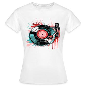 Disque Vinyle Disque LP Platine Vinyle Rétro - T-shirt Femme - blanc - Devant - AI Model Female 172 dark (172cm)