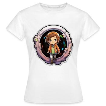 Whimsical Wanderer Cartoon Dimension Traveler - Frauen T-Shirt - Weiß - Vorne - AI Model Female 172 dark (172cm)