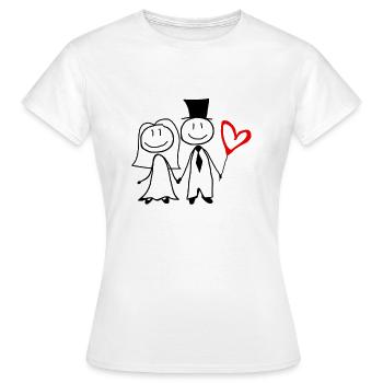 Couple de mariage fête de poule de mariage - T-shirt Femme - blanc - Devant - AI Model Female 172 dark (172cm)