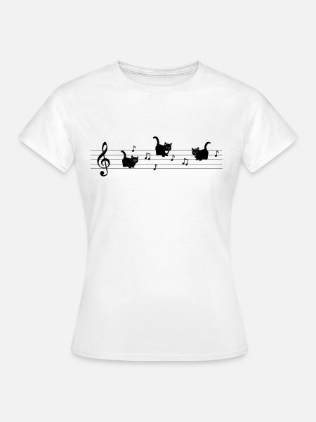 Katzen Musik - Frauen T-Shirt - Weiß
