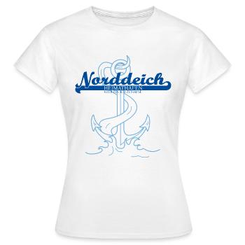 Heimathafen Norddeich - Frauen T-Shirt - Weiß - Vorne - AI Model Female 172 dark (172cm)