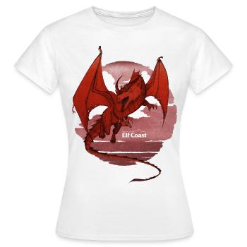 Elf Coast Roter Drache unter Blutmond - Frauen T-Shirt - Weiß - Vorne - AI Model Female 172 dark (172cm)