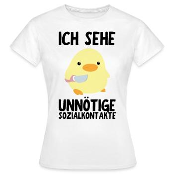 Ünnötige Sozialkontakte Ente mit Messer Meme Küken - Frauen T-Shirt - Weiß - Vorne - AI Model Female 172 dark (172cm)