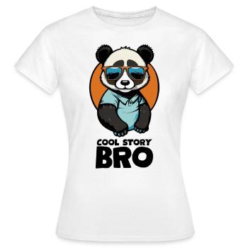 Cool panda "Cool Story Bro" with sunglasses - Women's T-Shirt - white - Front - AI Model Female 172 dark (172cm)