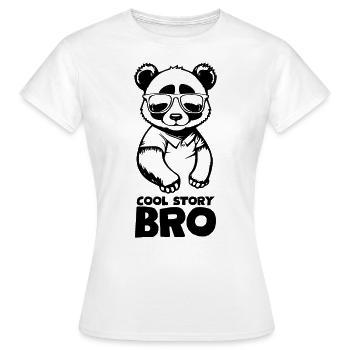 Cool panda "Cool Story Bro" with sunglasses - Women's T-Shirt - white - Front - AI Model Female 172 dark (172cm)