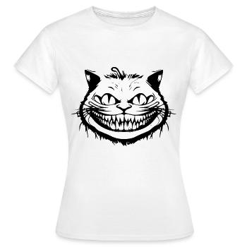 Verrückte Grinsekatze - Crazy Cheshire Cat Face - Frauen T-Shirt - Weiß - Vorne - AI Model Female 172 dark (172cm)