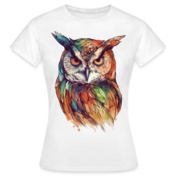 Eule Uhu Vogel Nachtvogel Tier Nacht Mond Natur - Frauen T-Shirt - Weiß - Vorne - AI Model Female 172 dark (172cm)