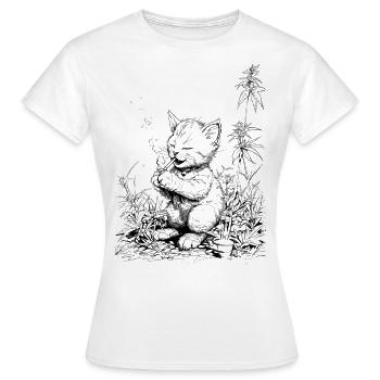 Chaton avec articulation Tigre domestique détendu dans l’herbe - T-shirt Femme - blanc - Devant - AI Model Female 172 dark (172cm)
