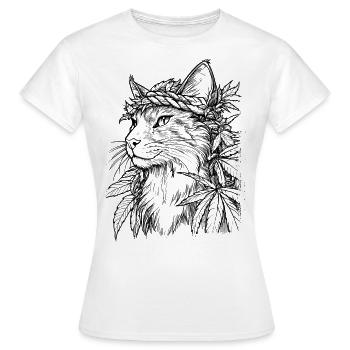 Chat avec couronne de chanvre : Tigre domestique majestueux - T-shirt Femme - blanc - Devant - AI Model Female 172 dark (172cm)