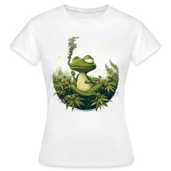 Frosch im Lotussitz mit Joint - Weed Frosch Design - Frauen T-Shirt - Weiß - Vorne - AI Model Female 172 dark (172cm)
