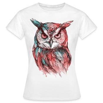 Eule Uhu Vogel Nachtvogel Tier Nacht Mond Natur - Frauen T-Shirt - Weiß - Vorne - AI Model Female 172 dark (172cm)