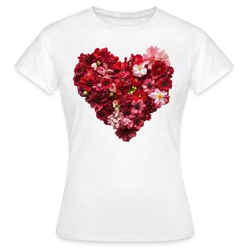 Coeur de Fleurs Rouges - Passionate Flower Pr - T-shirt Femme - blanc - Devant - AI Model Female 172 dark (172cm)
