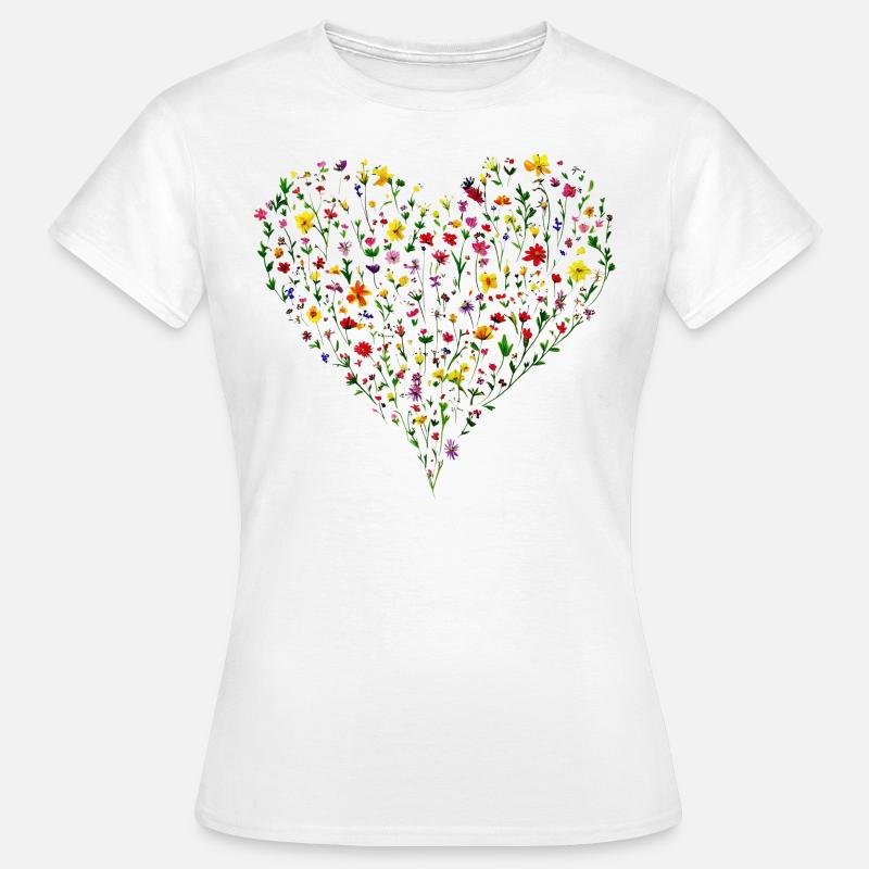 Cuore di fiori delicati Splendore floreale primaverile - Maglietta da donna - bianco