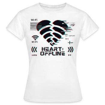 Heart: Offline – Glitch Corrupt Heart Connection - Women's T-Shirt - white - Front - AI Model Female 172 dark (172cm)