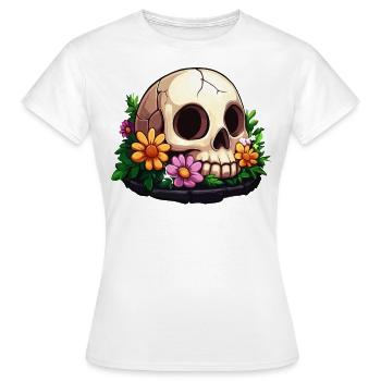 Crâne mignon avec des fleurs colorées - T-shirt Femme - blanc - Devant - AI Model Female 172 dark (172cm)