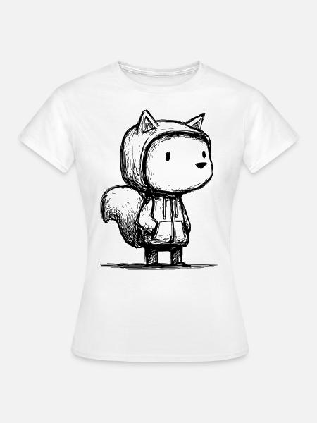 Kawaii Eichhörnchen Cartoon Skizze – niedlich - Frauen T-Shirt - Weiß