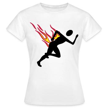 Jogger mit Flammen - Frauen T-Shirt - Weiß - Vorne - AI Model Female 172 dark (172cm)