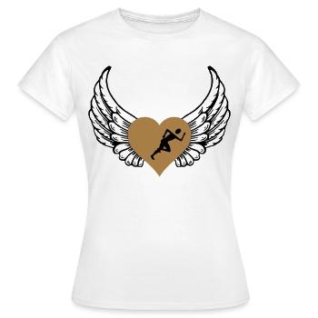 Jogger Herz Flügel - Frauen T-Shirt - Weiß - Vorne - AI Model Female 172 dark (172cm)